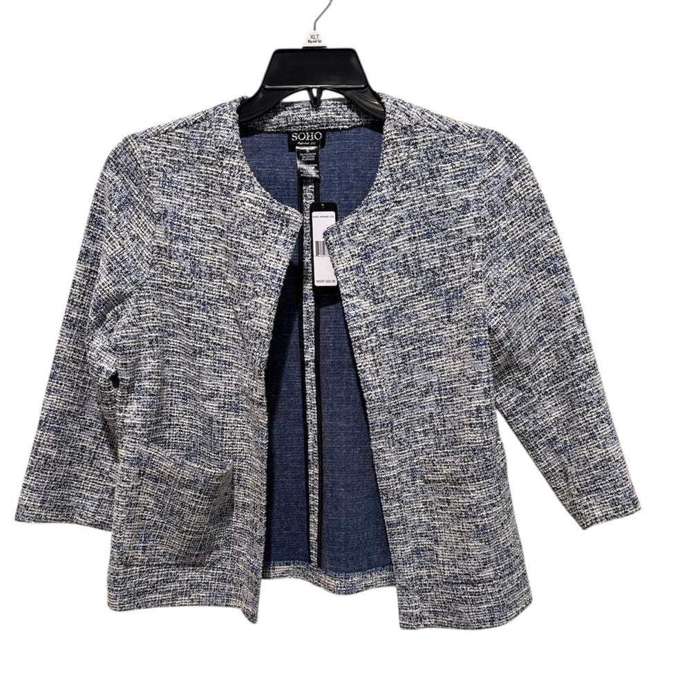 SOHO Blue and White Textured Jacket
